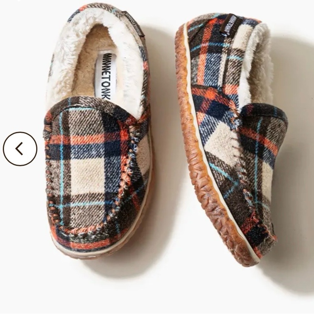 Minnetonka Fleece Lined Plaid Moccasins - Autumn Plaid - Picture 2 of 9